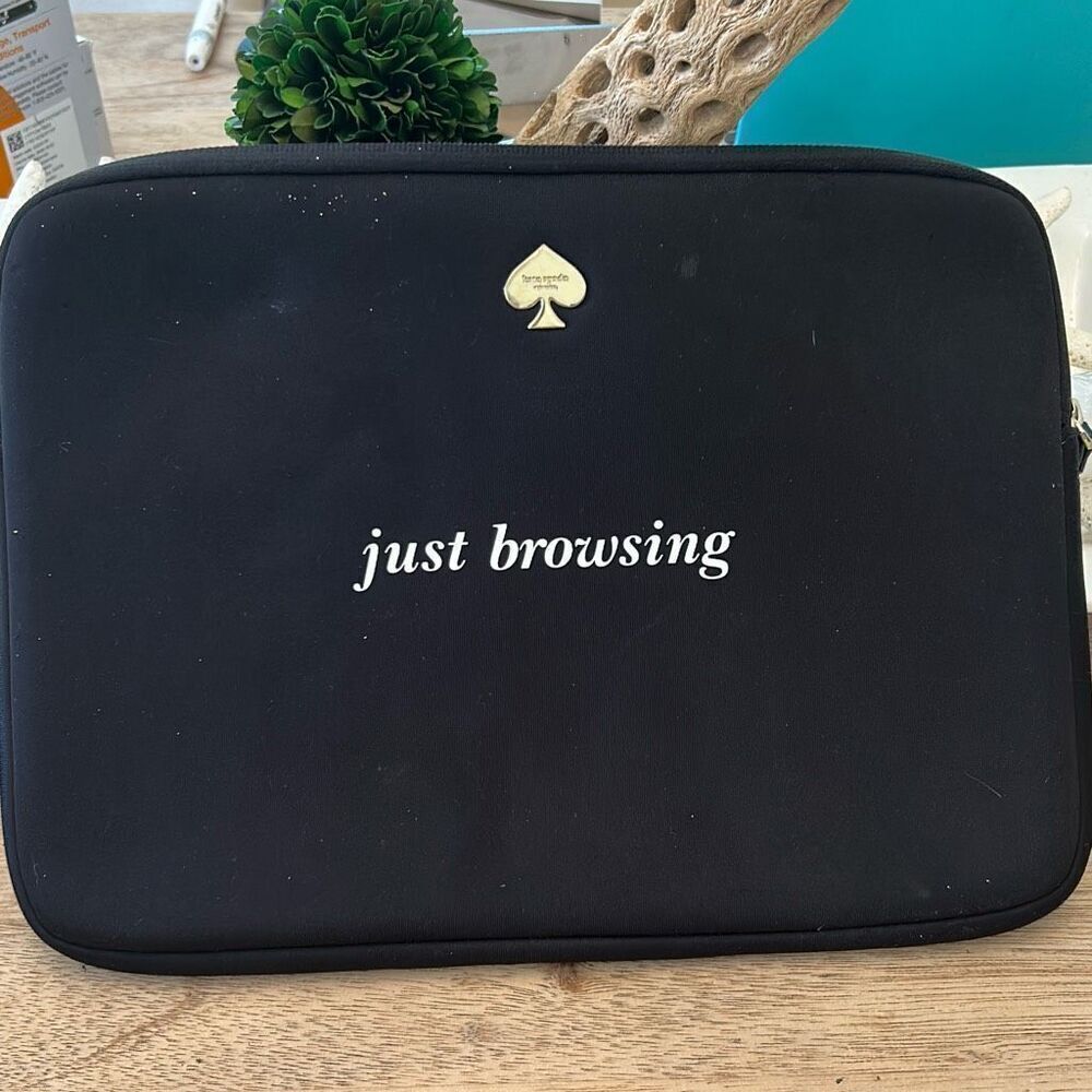 Kate Spade black Just browsing neoprene laptop bag sleeve